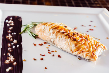 fish steak with sauce