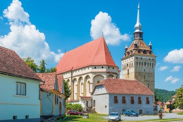Saschiz fortified church in Saschiz Keisd villages, Sibiu, Transylvania, Romania, protected by Unesco World Heritage Site.