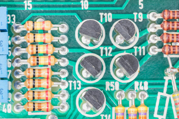 Condensers and Resistor assembly on the circuit board