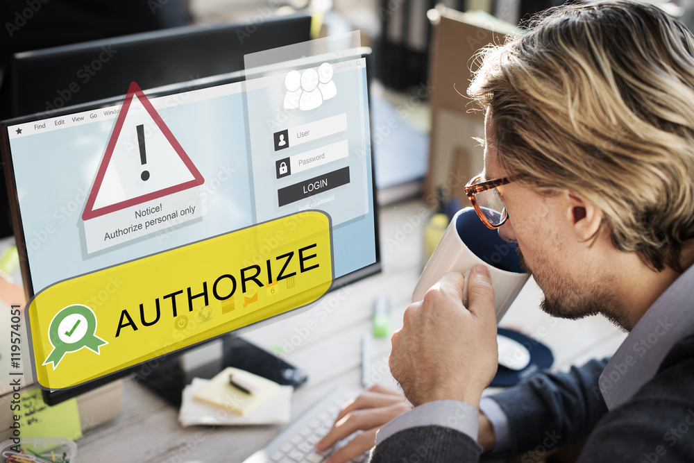 Poster authorize approved accessibility networking concept