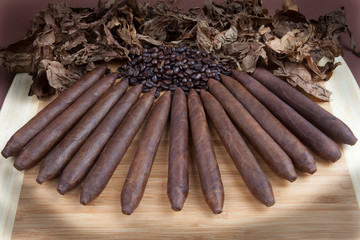 Nicaraguan Cigar Bundle tobacco leaf stick match cigar cutter 