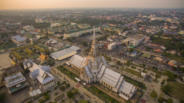 aerial view church of wat sothorn temple important religion land