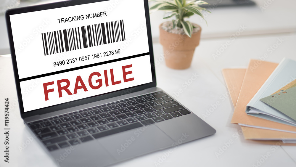 Poster fragile delivery handle with care concept