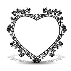 silhouette frame in the shape of heart for picture or photo