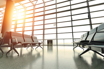 Empty airport terminal waiting area