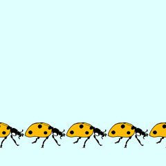 Seamless decorative border from running ladybugs