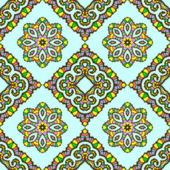 Seamless pattern from abstract elements in ethnic style
