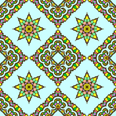 Seamless pattern from abstract elements in ethnic style