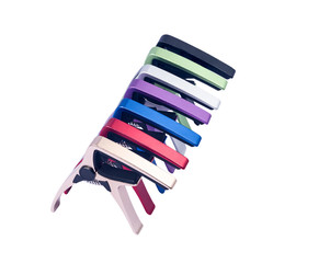 Guitar colorful capo on white background , close up