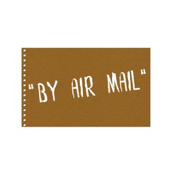 By air mail white wording on Background  Brown wood Board
