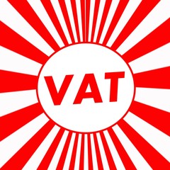 VAT Red wording on Striped sun Red background