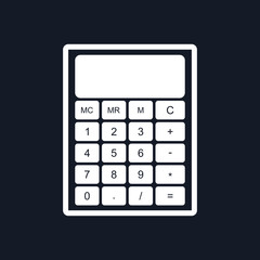 Calculator Isolated on Black Background,Office Equipment, Vector Illustration