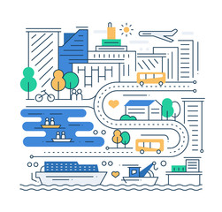 City Life - line design composition