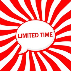 Limited time Speech bubbles wording on Striped sun red-white background