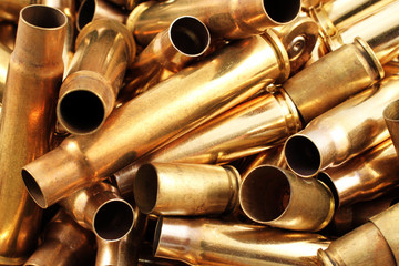 Naklejka premium Empty Bullet Casings Close Up