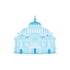 Palace of Fine Arts silhouette in blue colors. Vector illustration