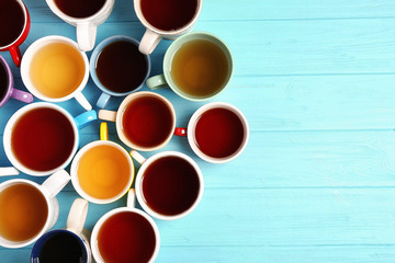 Cups of tea on table, top view © Africa Studio