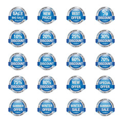 Blue Silver Sale Discount Buttons