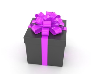 gift box with bows isolated on white. 3d rendering.