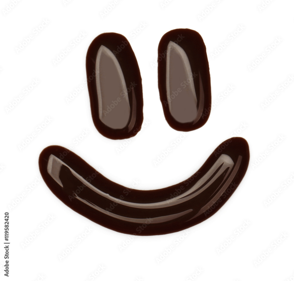 Canvas Prints Smiley drawing with liquid chocolate isolated on white