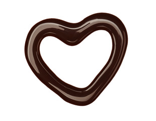 Heart drawing with liquid chocolate isolated on white