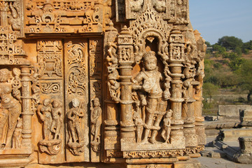 Bas Relief carvings Sas Bahu Temple (Nagda)  in Gwalior city, Rajasthan, India