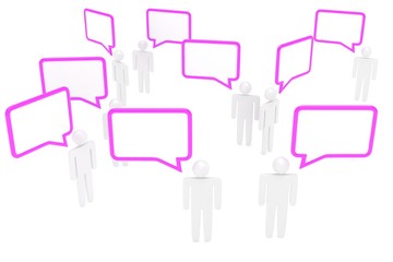 people with talk bubbles isolated over a white background. 3d rendering.