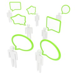 people with talk bubbles isolated over a white background. 3d rendering.