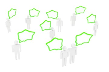 people with talk bubbles isolated over a white background. 3d rendering.