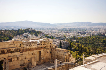 Acropolis of Athens with view on the city. UNESCO World Hetiage