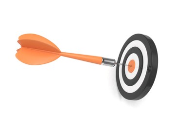 arrow darts in target. 3d rendering.