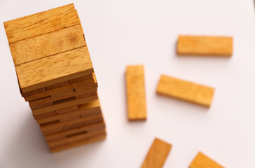 Block wood game, wooden blocks tower. 