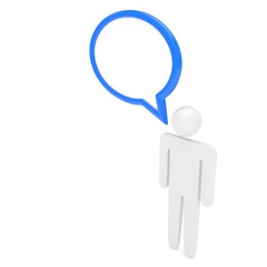 3d man with talk bubbles isolated over a white background. 3d rendering.