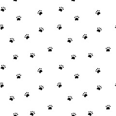 Seamless pattern with paw isolated on white background.