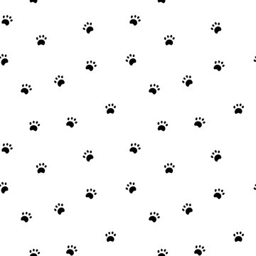 Seamless pattern with paw isolated on white background.