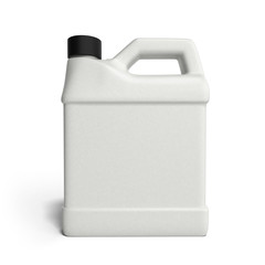 white plastic canister for motor oil isolated on white backgroun