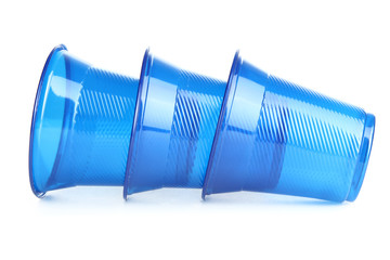 Plastic glasses on a white isolated background