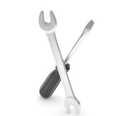 3D Illustration Wrench and screwdriver, service concept