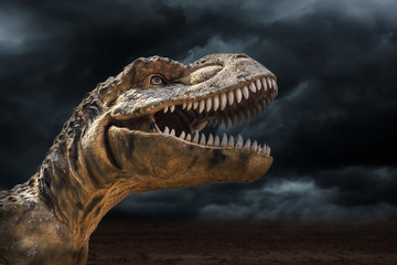 Fototapeta premium Tyrannosaurus rex w burzy