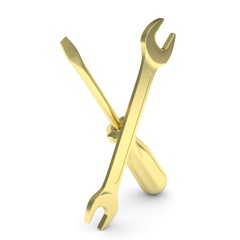 3D Illustration Wrench and screwdriver, service concept