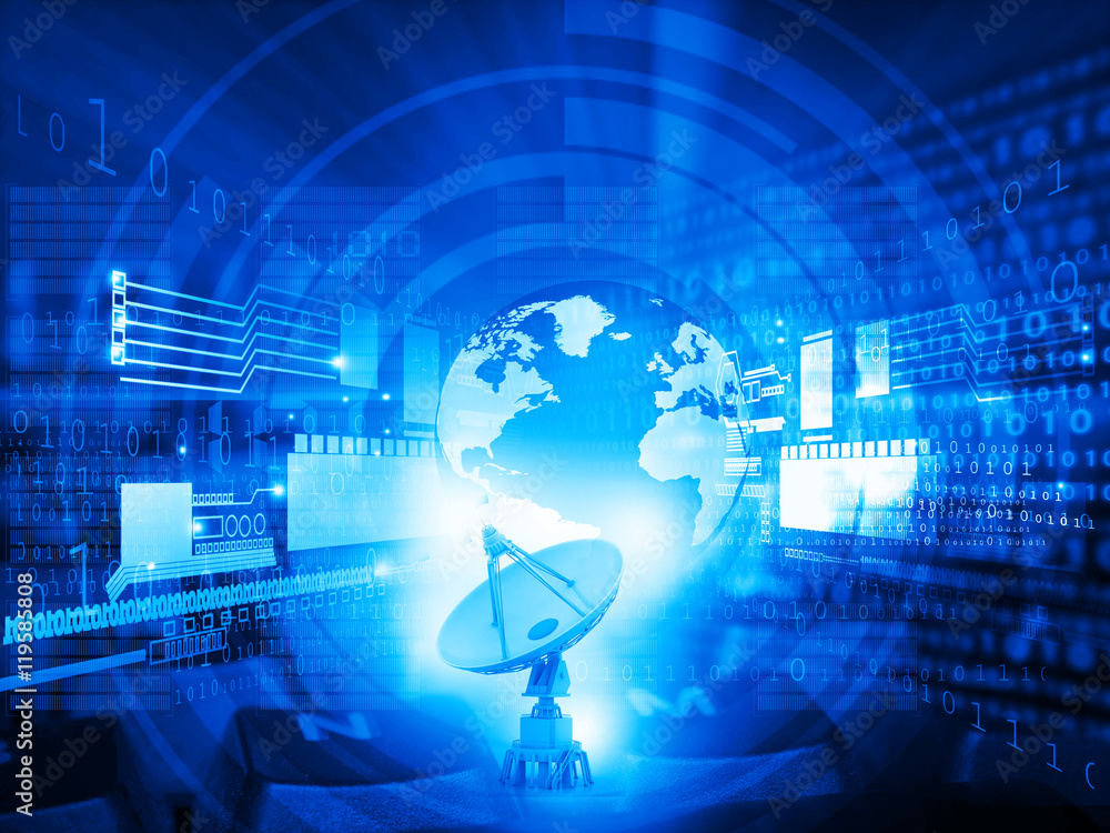 Poster internet communication background. 3d render .