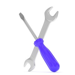 3D Illustration Wrench and screwdriver, service concept