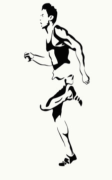 male athlete, vector illustration of running dynamics