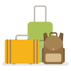 Fototapeta premium Baggage, luggage, suitcases. Flat style vector illustration.