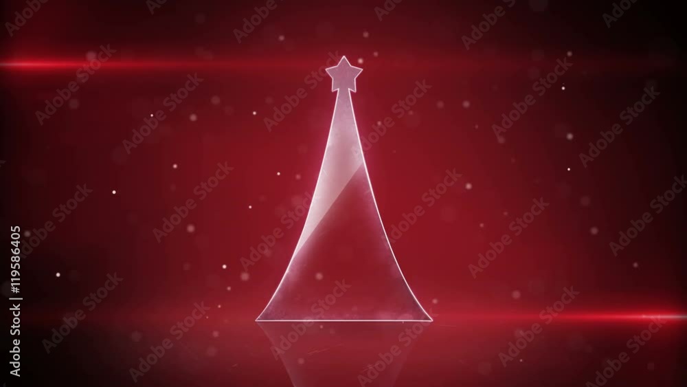 Poster christmas tree and red light stripes. computer generated futuristic seamless loop animation. 4k (409