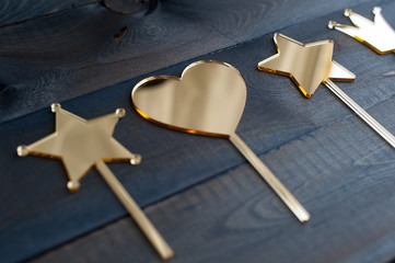 Set of gold acrylic topper for cupcakes and cakes