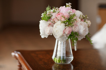 Beautiful wedding flowers bouquet of bride