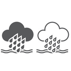 Flood weather line icon, outline and solid vector sign, linear and full pictogram isolated on white, logo illustration