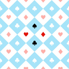 Card Suits Blue Red White Chess Board Diamond Background Vector Illustration. - 119587479