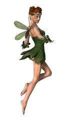 3D Rendering Spring Fairy on White